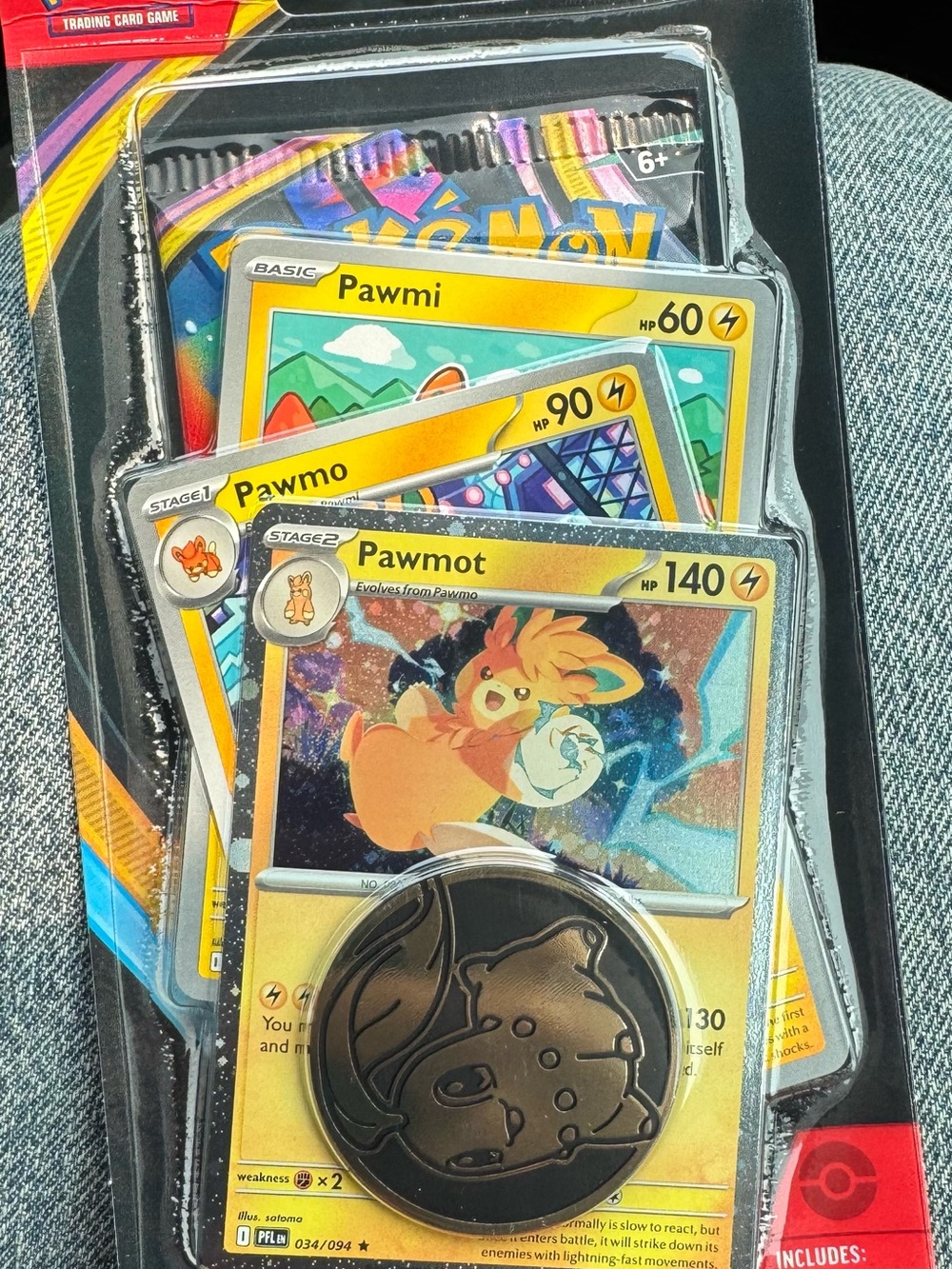 Pokemon Yellow Pawmot Pawmo Pawmi Trading Cards with Black Coin
